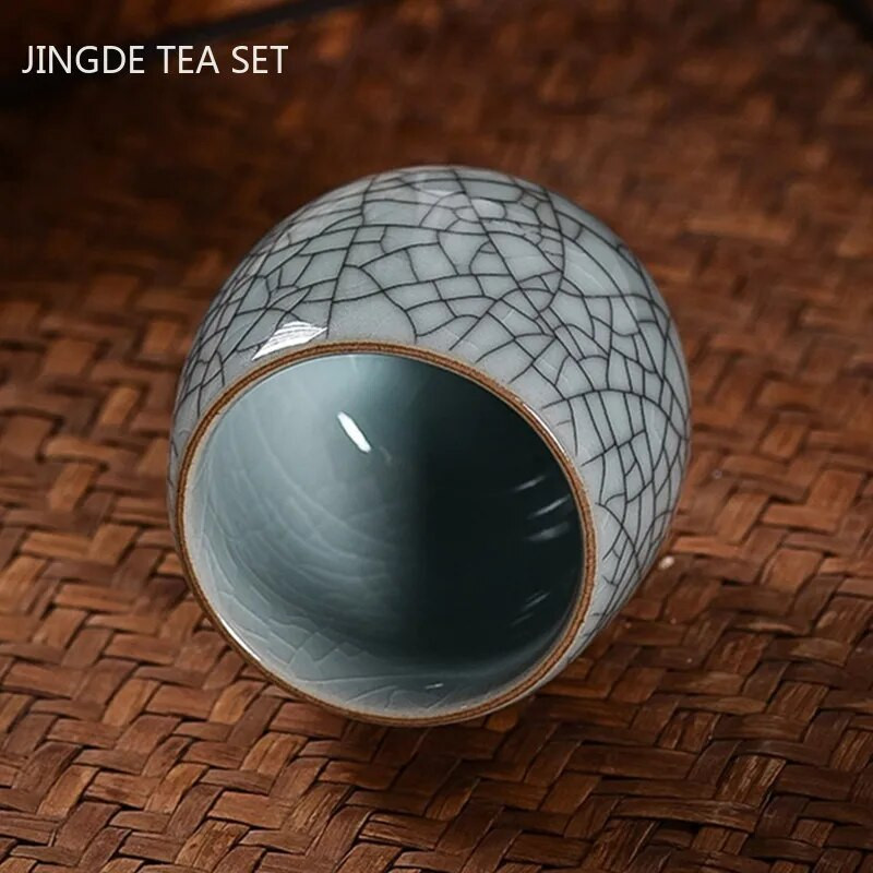 Напукана с лед керамична чаша за чай, ръчно изработена бутикова порцеланова чаша за чай, домакинска лична купа за чай Master Cup Чаен сервиз Консумативи