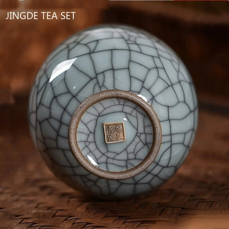 Напукана с лед керамична чаша за чай, ръчно изработена бутикова порцеланова чаша за чай, домакинска лична купа за чай Master Cup Чаен сервиз Консумативи