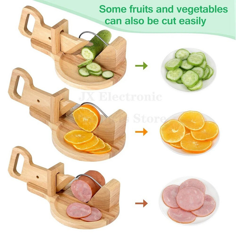 Drvena giljotina za kobasice, rezač za meso s oštricom, sigurnosni klin za zaključavanje, rezači hrane, kuhinjski pribor, naprava za dom