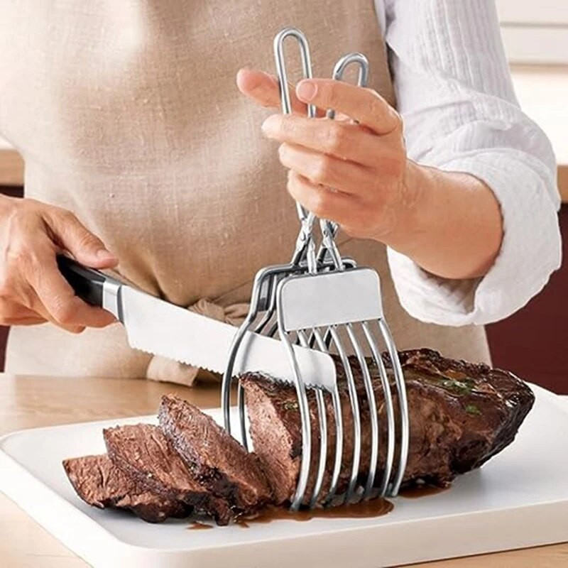 2 KOMADA Kvačica za rezanje od nehrđajućeg čelika Klješta za meso Cjepač za šunku Hrenovke Cjepač za šunku Klješta za kruh Kliješta za rezanje povrća i voća