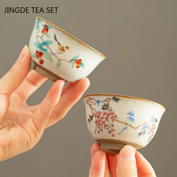 Κεραμικό φλυτζάνι τσαγιού Chinese Ru Kiln Home Boutiques Tea Bowl Χειροποίητο σετ τσαγιού Αξεσουάρ Φορητό Master Cup Τραπεζάκι τσαγιού προμήθειες 90ml