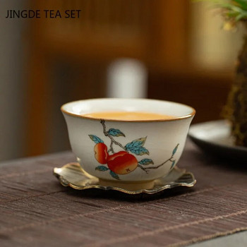 Керамична чаша за чай от китайска пещ за домашни бутици Чаена чаша за чай Ръчно изработени принадлежности за сервиз за чай Преносима основна чаша Консумативи за маса за чай 90 ml