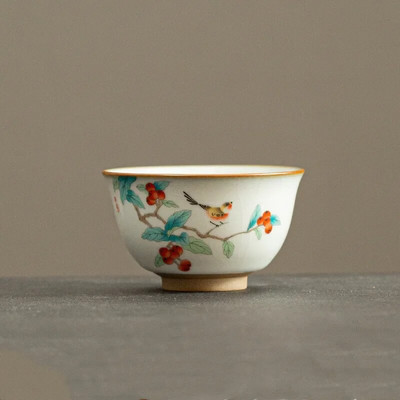 Kinijos Ru krosnies keramikinis arbatos puodelis Namų parduotuvės Arbatos dubuo Rankų darbo arbatos rinkinys Priedai Nešiojami Master Cup Arbatos stalo reikmenys 90 ml