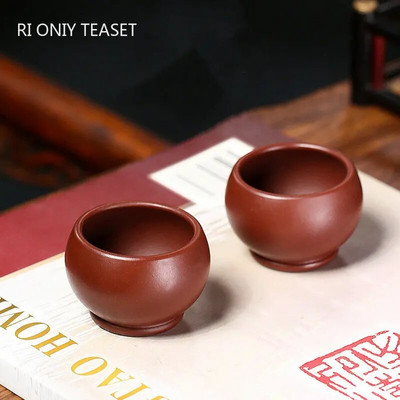 2 tk/komplekt Yixing Raw Ore Purple Clay teetass Meditatsioonitass Boutique Käsitsi valmistatud teekauss Master Teetass Hiina Zisha teekomplekt 50ml