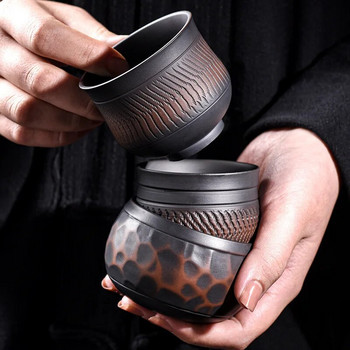 Лилава керамика Ръчно изработена чаша за чай Домакинска керамична чаша за чай Майсторска чаша Комплект за чай Кунг Фу Ретро лична чаша