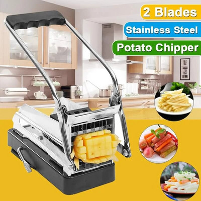 Mașină de tăiat cartofi anti-alunecare de tăiat cartofi prăjiți de cea mai bună valoare din oțel inoxidabil pentru uz casnic Dispozitive de tăiat castraveți pentru bucătărie