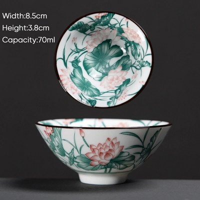 Ceașă de ceai Kung Fu din ceramică, retro, albastru și alb, 1 buc. Cești de sake din porțelan în stil japonez.