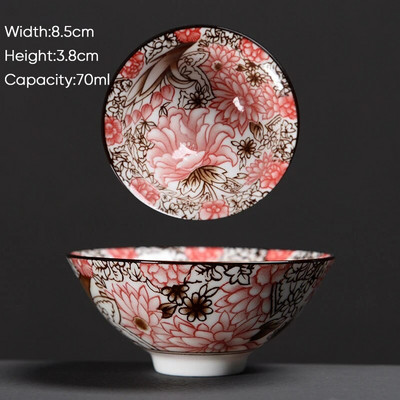 Ceașă de ceai Kung Fu din ceramică, retro, albastru și alb, 1 buc. Cești de sake din porțelan în stil japonez.