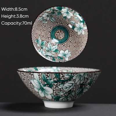 Ceașă de ceai Kung Fu din ceramică, retro, albastru și alb, 1 buc. Cești de sake din porțelan în stil japonez.