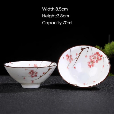 Ceașă de ceai Kung Fu din ceramică, retro, albastru și alb, 1 buc. Cești de sake din porțelan în stil japonez.