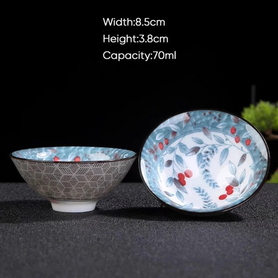 Ceașă de ceai Kung Fu din ceramică, retro, albastru și alb, 1 buc. Cești de sake din porțelan în stil japonez.