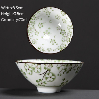 Ceașă de ceai Kung Fu din ceramică, retro, albastru și alb, 1 buc. Cești de sake din porțelan în stil japonez.