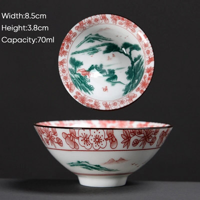 Ceașă de ceai Kung Fu din ceramică, retro, albastru și alb, 1 buc. Cești de sake din porțelan în stil japonez.