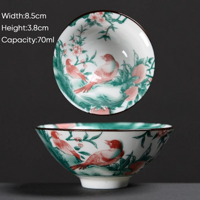 Ceașă de ceai Kung Fu din ceramică, retro, albastru și alb, 1 buc. Cești de sake din porțelan în stil japonez.