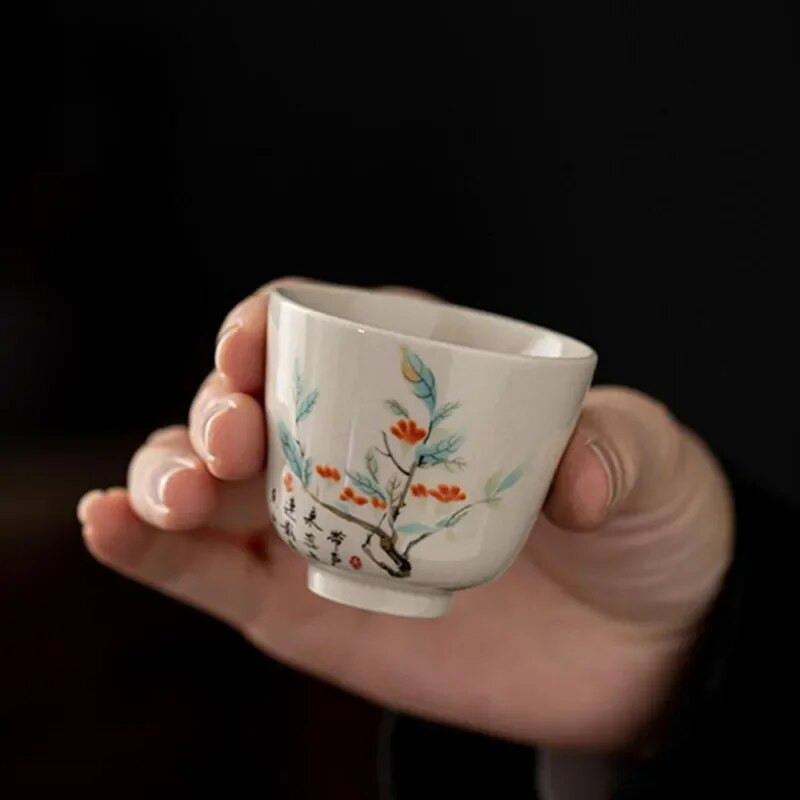 Kineska tradicionalna keramička šalica za šalicu za putnu meditaciju Izvrsna ručno oslikana zdjela za čaj Pu'er Master Cup Dodaci za set za čaj 50 ml