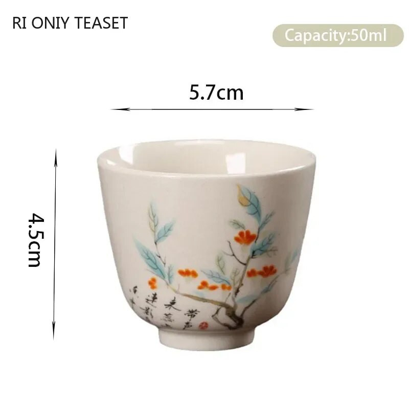Kineska tradicionalna keramička šalica za šalicu za putnu meditaciju Izvrsna ručno oslikana zdjela za čaj Pu'er Master Cup Dodaci za set za čaj 50 ml