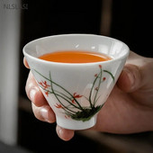 60 ml Käsitsi maalitud keraamiline teetass Traditsiooniline valge portselanist teetass Käsitsi valmistatud kaasaskantav teekauss Hiina tee tarvikud