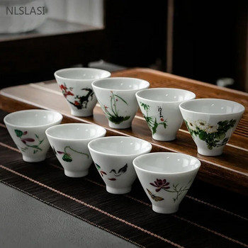 60 мл ръчно рисувана керамична чаша за чай Традиционни бели порцеланови чаши за чай Ръчно изработена преносима купа за чай Аксесоари за китайски чай