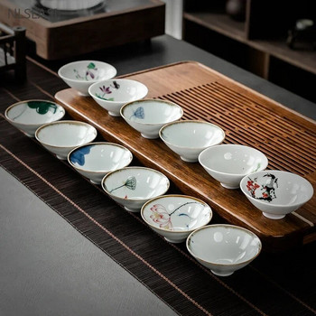 60 мл ръчно рисувана керамична чаша за чай Традиционни бели порцеланови чаши за чай Ръчно изработена преносима купа за чай Аксесоари за китайски чай