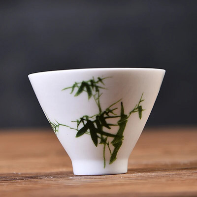 60 ml Käsitsi maalitud keraamiline teetass Traditsiooniline valge portselanist teetass Käsitsi valmistatud kaasaskantav teekauss Hiina tee tarvikud