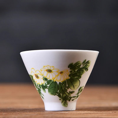 60 ml Käsitsi maalitud keraamiline teetass Traditsiooniline valge portselanist teetass Käsitsi valmistatud kaasaskantav teekauss Hiina tee tarvikud