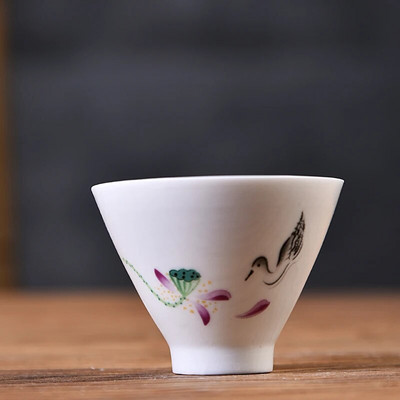 60 ml Käsitsi maalitud keraamiline teetass Traditsiooniline valge portselanist teetass Käsitsi valmistatud kaasaskantav teekauss Hiina tee tarvikud