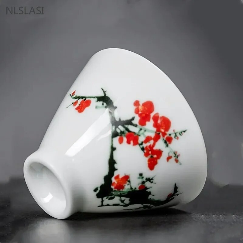 60 ml Käsitsi maalitud keraamiline teetass Traditsiooniline valge portselanist teetass Käsitsi valmistatud kaasaskantav teekauss Hiina tee tarvikud