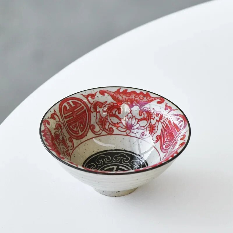 Antikvarinės keramikos „Fu“ arbatos puodelis Kūrybinis spausdinimas „Blessed Ceramic Senov“ kepurės puodelis Kinų Kungfu arbatos rinkinys arbatos ceremonijos priedai