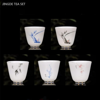 Китайска керамична чаша за чай Ръчно рисувана красота Портрет Майсторски чаши Бутикова купа за чай Чаша за медитация Порцеланов сервиз за чай Аксесоари