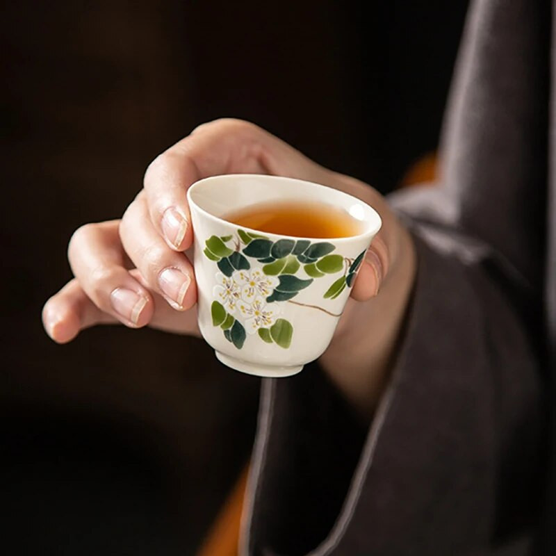 1 kom. kineska keramička šalica za čaj zdjela za čaj cvjetni uzorak ručno rađena porculanska šalica za čaj set za čaj za domaćinstvo prijenosna šalica za meditaciju na putovanju