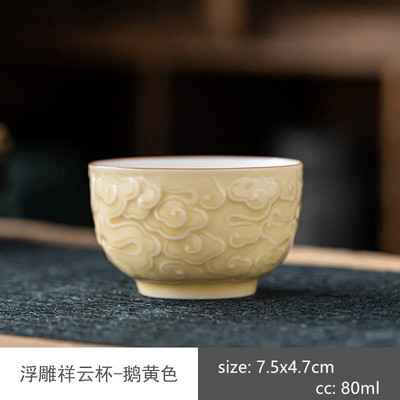 1db kínai kerámia teáscsésze kézzel készített domborműves csésze háztartási porcelán teáscsésze utazási személyes egypohár boros bögrék teásedények