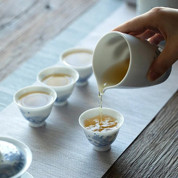 1 бр. китайска ръчно изработена керамична чаена чаша за пътуване лична чаша за медитация ръчно рисувана вълна порцеланова купа за чай домакински комплект за чай