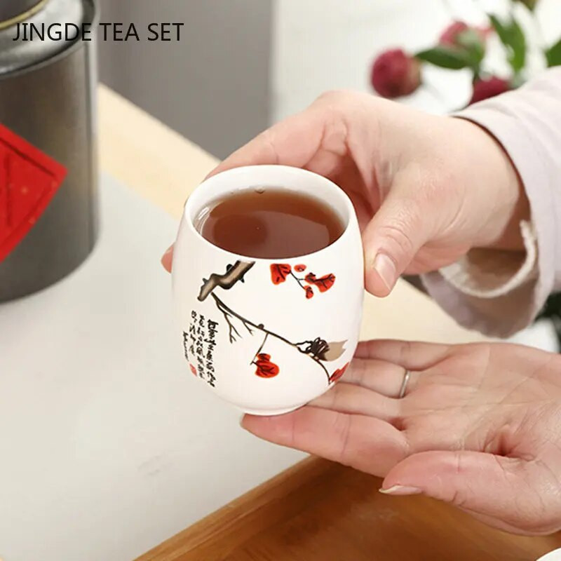 1db kínai kerámia teáscsésze kézzel készített fehér porcelán teáscsészék Kávés bögre csésze Mester teáskészlet Kiegészítők Háztartási italok