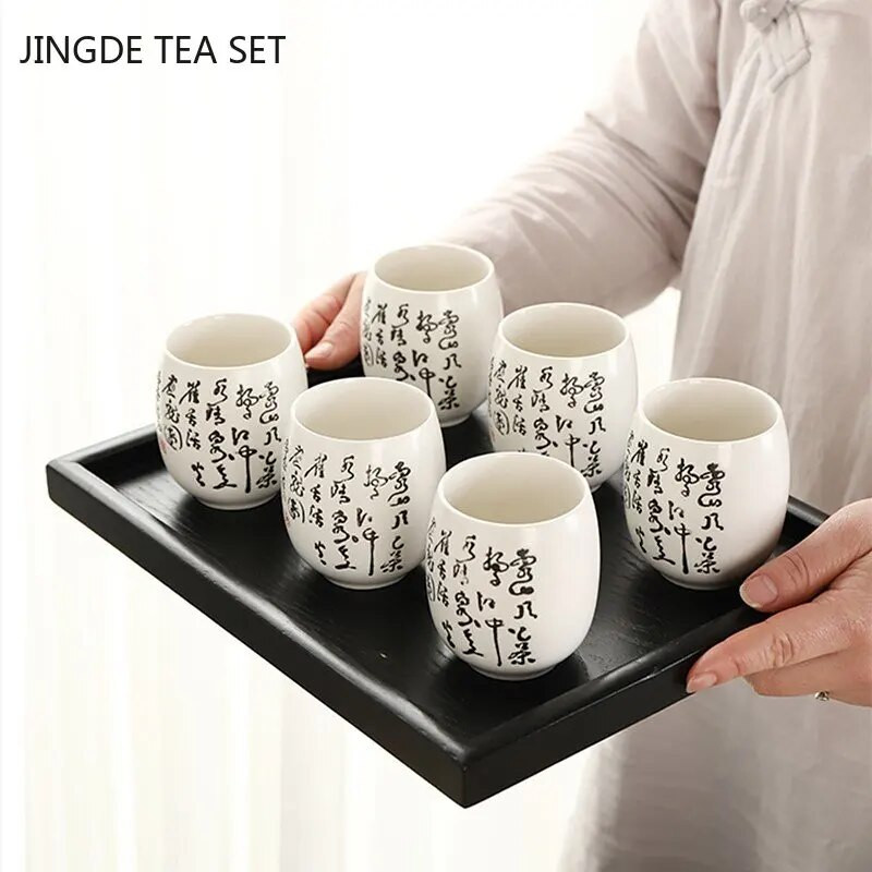 1db kínai kerámia teáscsésze kézzel készített fehér porcelán teáscsészék Kávés bögre csésze Mester teáskészlet Kiegészítők Háztartási italok