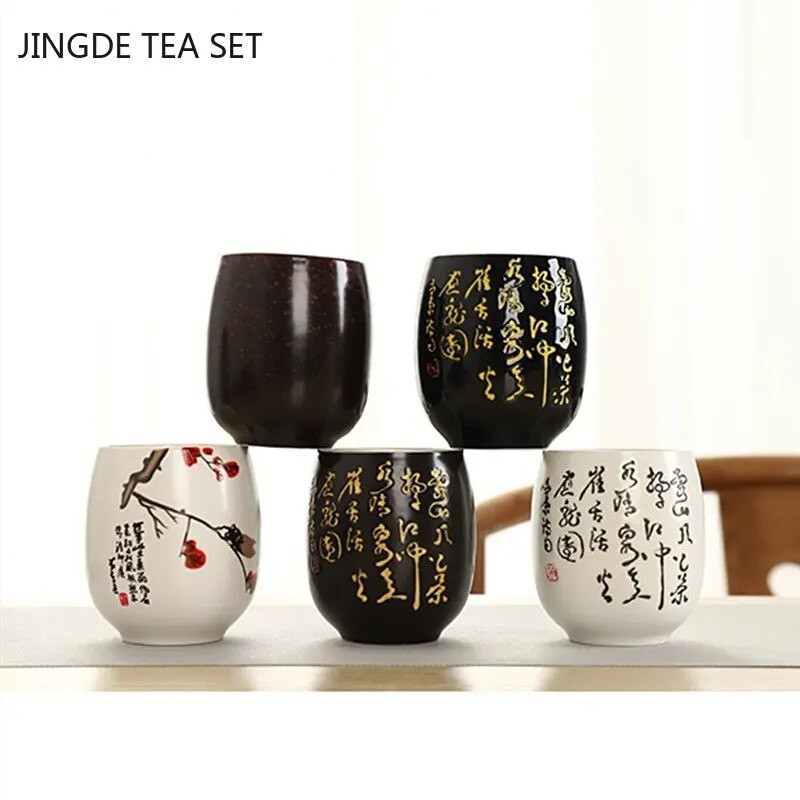 1db kínai kerámia teáscsésze kézzel készített fehér porcelán teáscsészék Kávés bögre csésze Mester teáskészlet Kiegészítők Háztartási italok