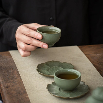 1 бр. Японска керамична чаша за чай Ръчно изработена керамична купа за чай Чаша за медитация при пътуване Изящна майсторска чаша Домакински комплект за чай 70 ml