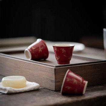 Επιχρυσωμένο φλιτζάνι τσαγιού Lang Hong Μικρό κεραμικό φλιτζάνι τσαγιού Φθινοπωρινή ορχιδέα Κομψό Μονό Φλιτζάνι Artistic Beauty Tea Bowl Εξαιρετικό κινέζικο στιλ