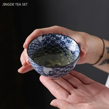50 ml Jingdezhen синя и бяла порцеланова чаша за чай Китайска керамична чаша за чай Преносима лична единична чаша Традиционен ретро комплект за чай