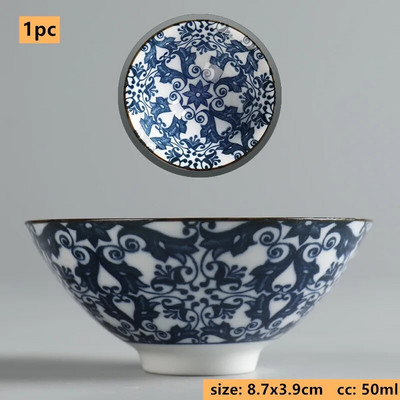 50 ml Jingdezhen kék-fehér porcelán teáscsésze Kínai kerámia teáscsésze Hordozható személyi egycsészes hagyományos retro teáskészlet