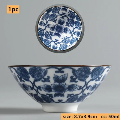 50 ml Jingdezhen kék-fehér porcelán teáscsésze Kínai kerámia teáscsésze Hordozható személyi egycsészes hagyományos retro teáskészlet