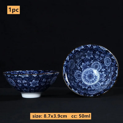 50 ml Jingdezhen kék-fehér porcelán teáscsésze Kínai kerámia teáscsésze Hordozható személyi egycsészes hagyományos retro teáskészlet
