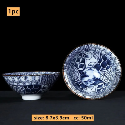 50 ml Jingdezhen kék-fehér porcelán teáscsésze Kínai kerámia teáscsésze Hordozható személyi egycsészes hagyományos retro teáskészlet