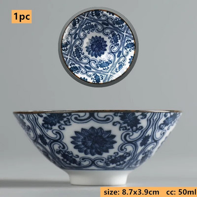 50 ml Jingdezhen kék-fehér porcelán teáscsésze Kínai kerámia teáscsésze Hordozható személyi egycsészes hagyományos retro teáskészlet