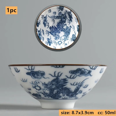 50 ml Jingdezhen kék-fehér porcelán teáscsésze Kínai kerámia teáscsésze Hordozható személyi egycsészes hagyományos retro teáskészlet