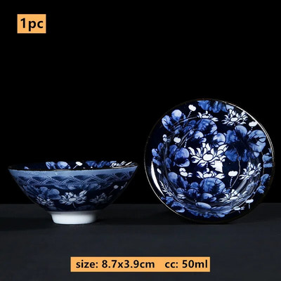 50 ml Jingdezhen kék-fehér porcelán teáscsésze Kínai kerámia teáscsésze Hordozható személyi egycsészes hagyományos retro teáskészlet