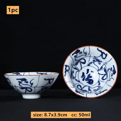 50 ml Jingdezhen kék-fehér porcelán teáscsésze Kínai kerámia teáscsésze Hordozható személyi egycsészes hagyományos retro teáskészlet