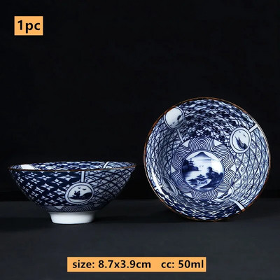 50 ml Jingdezhen kék-fehér porcelán teáscsésze Kínai kerámia teáscsésze Hordozható személyi egycsészes hagyományos retro teáskészlet