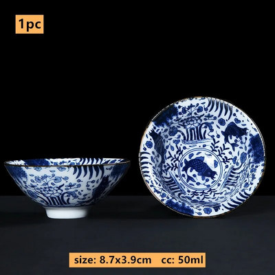 50 ml Jingdezhen kék-fehér porcelán teáscsésze Kínai kerámia teáscsésze Hordozható személyi egycsészes hagyományos retro teáskészlet