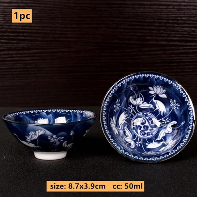 50 ml Jingdezhen kék-fehér porcelán teáscsésze Kínai kerámia teáscsésze Hordozható személyi egycsészes hagyományos retro teáskészlet