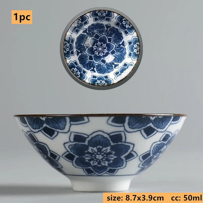 50 ml Jingdezhen kék-fehér porcelán teáscsésze Kínai kerámia teáscsésze Hordozható személyi egycsészes hagyományos retro teáskészlet